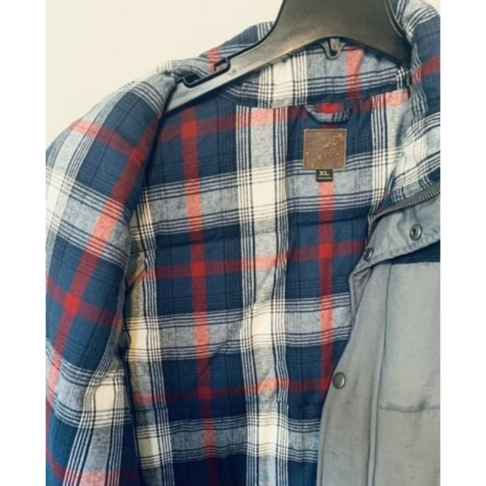 Third And Army Co Gray Heavy Vest Flannel Lining Corduroy Shoulders Men Sz XL - Picture 6 of 8